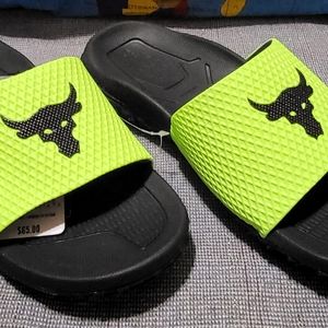 Under Armour Project Rock Fat Tire Slides Black Volt 3025237 302 Men's Size 7